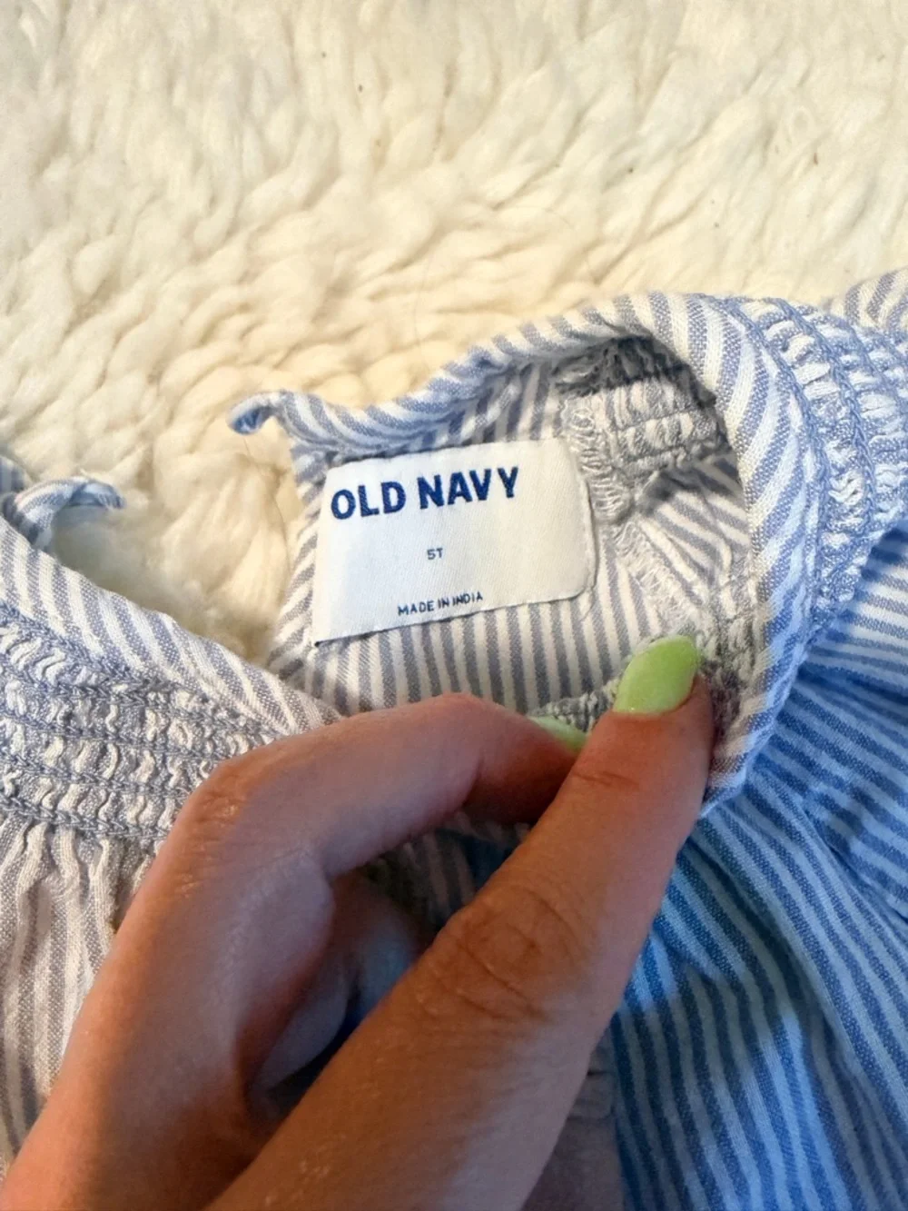 OshKosh B'gosh Blue Striped Top with Denim Waistband